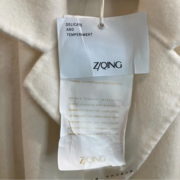 Z/QING Sz XS Oversized Woollen  Ombre Effect Open Front Pockets Collar Coat NEW - Picture 2 of 10